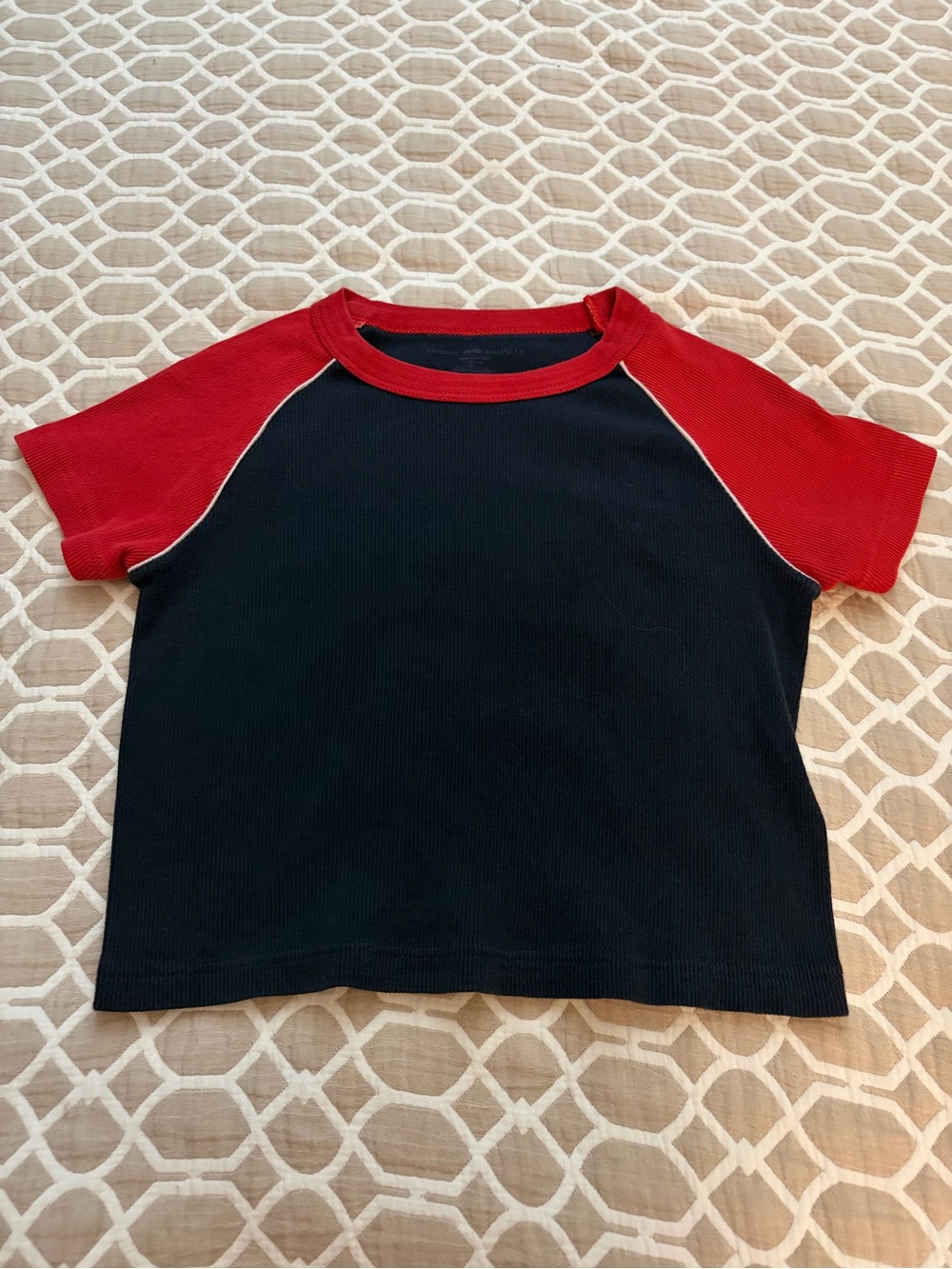 Brandy Melville Short Sleeve  Tee - Red & Navy blue